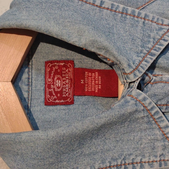 Lucky Brand RARE Dungarees Denim western shirt snap buttons jeans - Picture 3 of 11